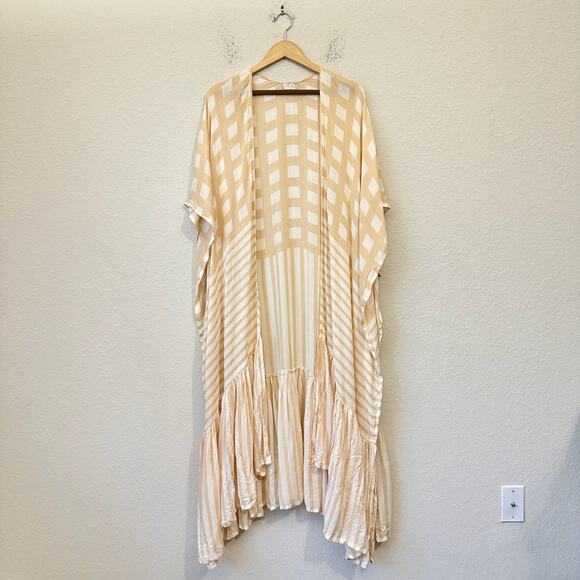 FREE PEOPLE Kenna Kimono Natural Striped Duster Cover Up NWT - Picture 1 of 11